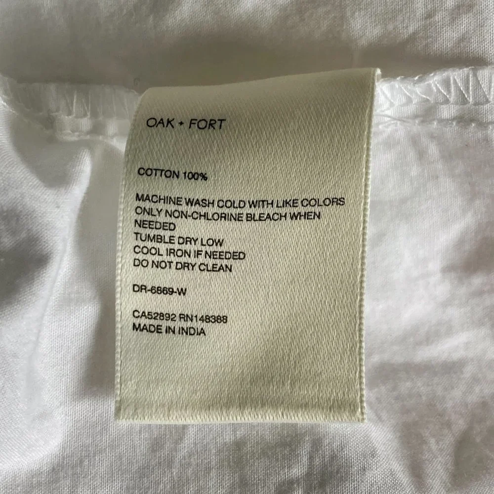 OAK + FORT 6308 Puff Sleeve White Midi Dress Size XS - Picture 5 of 9